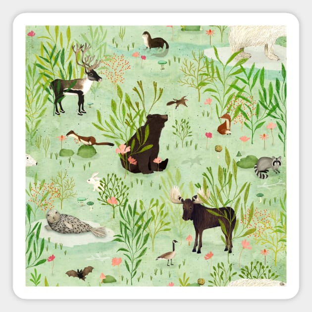 This wild life (Green) Magnet by katherinequinnillustration